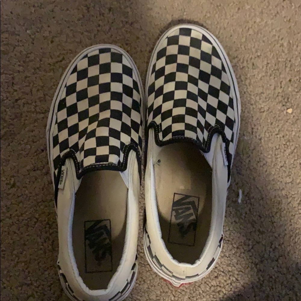 Checkered slip on vans